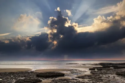 Quad Sunbeams Pierce Dramatic Ocean Nature Wallpaper 4K 3745x2500 2k, Quad, Hd, Pc, Desktop, Wallpaper, And, Background, Sunbeams, Pierce, Dramatic, Clouds, Gray, Landscape, QHD