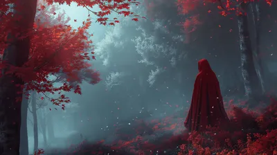 Crisp Mystical Wallpaper Nature Wallpaper 4K 2912x1632 Hd, Desktop, Wallpaper, Featuring, A, Mystical, Depiction, Of, Red, Riding, Hood, Vibrant, Gray, Ultrawide, QHD