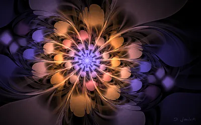 Colorful Abstract Fractal Flower Abstract Wallpaper 4K 1920x1200 Colorful, Abstract, Fractal, Flower, With, Glowing, Purple, And, Gold, Layered, Petals, Radiating, Brown, Gray, Ultrawide, Full HD