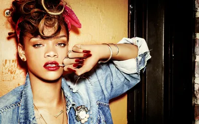 Vibrant Rihanna Her Stylish Abstract Wallpaper 4K 1680x1050 A, Vibrant, Hd, Desktop, Wallpaper, Featuring, Rihanna, Showcasing, Her, Stylish, Look, Denim, White, Gray, Ultrawide