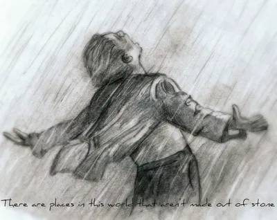 Radiant Black Wallpaper Black/Dark Wallpaper 4K 2566x2037 A, Black, And, White, Sketch, Depicting, Character, Shawshank, Redemption, Arms, Outstretched, Embracing, Square, QHD