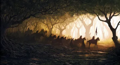 Bold Fantasy Wallpaper Nature Wallpaper 4K 1915x1045 Hd, Fantasy, Desktop, Wallpaper, Depicting, A, Group, Of, Mounted, Riders, Traveling, Through, White, Gray, Ultrawide