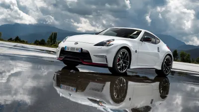Dark White Wallpaper Cars Wallpaper 4K 3840x2160 White, Nissan, 370z, Nismo, Reflected, On, Wet, Pavement, Under, Dramatic, Clouds, Ultra, Gray, Ultrawide, 4k