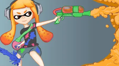 Vibrant Splatoon Wallpaper Abstract Wallpaper 4K 1920x1080 Hd, Splatoon-themed, Desktop, Wallpaper, Featuring, An, Animated, Character, Ink, Gun, Orange, Splattered, Gray, Ultrawide, Full HD