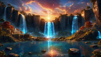 Art Landscape Vibrant Nature Wallpaper 4K 3840x2160 A, 4k, Ultra, Hd, Ai, Art, Landscape, Of, Vibrant, Sunrise, Illuminating, Cascading, Brown, Gray, Orange, Ultrawide