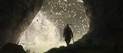 Fantasy Themed Lone Samurai Standing Fantasy Wallpaper 4K 3000x1310 Fantasy-themed, Hd, Pc, Desktop, Wallpaper, Showing, A, Lone, Samurai, Standing, Cave, Entrance, Gray, White, Ultrawide, QHD