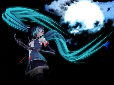 Vivid Dark Wallpaper Space Wallpaper 4K 1500x1125 Dark, Anime, Hd, Pc, Desktop, Wallpaper, Vocaloid, Hatsune, Miku, Flowing, Teal, Twin-tails, White, Landscape