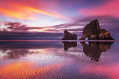 New Zealand Beach Nature Wallpaper 4K 2048x1365 Hd, Desktop, Wallpaper, Of, A, New, Zealand, Beach, Sunset, Rock, Arch, Horizon, White, Gray, Ultrawide, Full HD