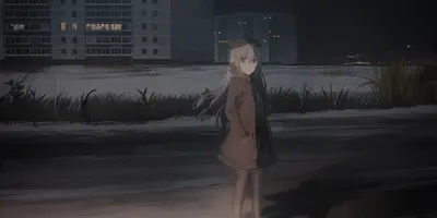 Anime Cityscape Night World Wallpaper 4K 2500x1250 Anime-style, Cityscape, At, Night, Featuring, A, Solitary, Figure, Captured, Quality, Desktop, Original, Brown, Gray, Ultrawide, Full HD