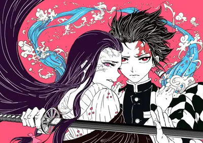 Radiant Tanjiro Wallpaper Abstract Wallpaper 4K 3508x2480 Hd, Desktop, Wallpaper, Featuring, Tanjiro, Kamado, And, Nezuko, Anime, Demon, Slayer, Kimetsu, White, Pink, Landscape, QHD