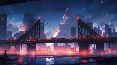 Dreamy Anime Wallpaper World Wallpaper 4K 2912x1632 Hd, Anime-style, Desktop, Wallpaper, Featuring, A, Bridge, In, Futuristic, City, Vibrant, Colors, Brown, Ultrawide, QHD