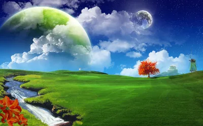 Dark Artistic Wallpaper Nature Wallpaper 4K 1920x1200 Hd, Artistic, Nature, Wallpaper:, Featuring, A, Vivid, Green, Landscape, Flowing, Stream, Solitary, Brown, Ultrawide, Full HD