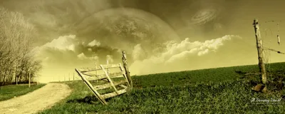 Field Galaxy Moon Space Space Wallpaper 4K 2560x1024 Field, Galaxy, Moon, Space, Fence, Nature, A, Dreamy, World, Desktop, Brown, Gray, Ultrawide, QHD