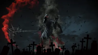 Dreamy Dark Wallpaper Black/Dark Wallpaper 4K 1920x1080 Dark, Hd, Pc, Desktop, Wallpaper, Featuring, A, Grim, Reaper, Glowing, Red, Eyes, Ultrawide, Full HD