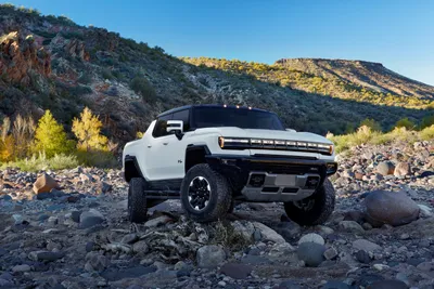 Gmc Hummer Pickup Nature Wallpaper 4K 5700x3800 A, Gmc, Hummer, Ev, Pickup, Edition, 1, Parked, Rocky, Terrain, Showcasing, Rugged, Pink, Gray, Landscape, 4k