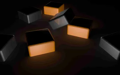 Abstract Cgi Glowing Black/Dark Wallpaper 4K 1920x1200 Hd, 3d, Abstract, Cgi, Artwork, Featuring, Glowing, Orange, Dark, Cubes, Scattered, Against, Purple, Ultrawide, Full HD