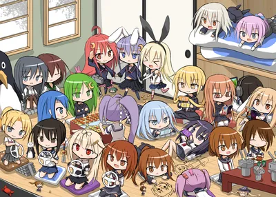 Chibi Anime Characters Kantai Collection Abstract Wallpaper 4K 2097x1498 Chibi-style, Anime, Characters, From, Kantai, Collection, Gathered, In, Cozy, Room, Featured, Desktop, White, Landscape, Full HD