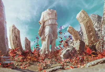 Fantasy Ancient Headless Statue Surrounded Abstract Wallpaper 4K 2850x1950 Hd, Fantasy, Desktop, Wallpaper, Featuring, An, Ancient, Headless, Statue, Surrounded, Ruins, Colorful, White, Gray, Landscape, QHD
