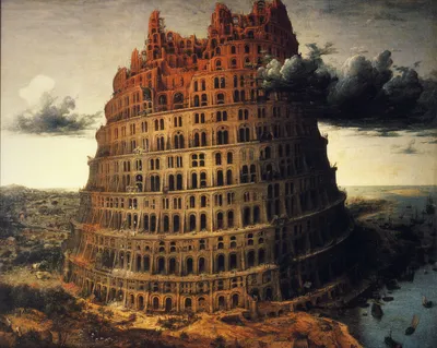 Calm Dramatic Wallpaper World Wallpaper 4K 1461x1166 A, Dramatic, Depiction, Of, The, Tower, Babel, Set, Sci‑fi, Cityscape, Showcasing, Intricate, Gray, White, Square