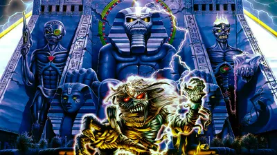 Vibrant Iron Maiden Themed Abstract Wallpaper 4K 1920x1080 A, Vibrant, Iron, Maiden-themed, Hd, Desktop, Wallpaper, Featuring, Striking, Artwork, Band, Iconic, White, Red, Brown, Ultrawide, Full HD