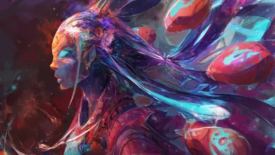 Vibrant Fantasy Colorful Abstract Wallpaper 4K 1920x1080 A, Vibrant, Fantasy, Scene, Features, Colorful, Woman, Flowing, Hair, Surrounded, Abstract, Shapes, Brown, Ultrawide, Full HD