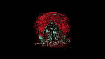 Misty Depicting Wallpaper Black/Dark Wallpaper 4K 1920x1080 Hd, Pc, Desktop, Wallpaper, Depicting, A, Dark, Eerie, Grim, Reaper, Scythe, Surrounded, Red, Brown, Ultrawide, Full HD