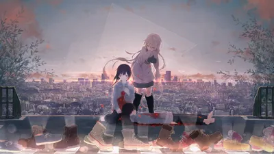 Dramatic Anime City Skyline Two World Wallpaper 4K 3279x1843 A, Dramatic, Anime, Scene, Set, Against, City, Skyline, Featuring, Two, Characters, Amidst, Gray, Ultrawide, QHD