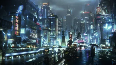 Golden Nighttime Wallpaper World Wallpaper 4K 1920x1080 Nighttime, View, Of, A, Vibrant, Sci‑fi, Cityscape, With, Towering, Illuminated, Skyscrapers, Wet, Gray, Ultrawide, Full HD