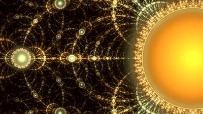 Abstract Fractal Design Abstract Wallpaper 4K 1920x1080 Hd, Abstract, Fractal, Design, Featuring, Interconnected, Glowing, Orbs, Intricate, Golden, Patterns, Dark, Purple, Orange, Ultrawide, Full HD