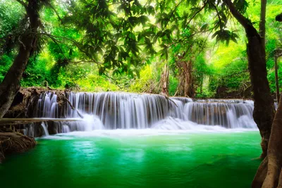 Serene Serene Wallpaper Nature Wallpaper 4K 3840x2560 A, Serene, View, Of, Erawan, Waterfall, In, National, Park, Thailand, Showcasing, Cascading, White, Landscape, 4k