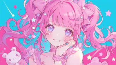 Cute Anime Girl Pink Space Wallpaper 4K 2912x1632 Cute, Anime, Girl, With, Pink, Hair, In, Hd, Desktop, Sparkling, Stars, Soft, White, Ultrawide, QHD