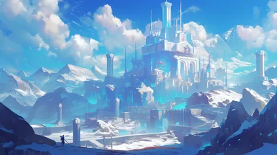 Dark Fantasy Wallpaper Fantasy Wallpaper 4K 2912x1632 Hd, Desktop, Wallpaper, Featuring, A, Fantasy, *ice, Castle, Set, Against, Mountainous, Backdrop, Gray, Pink, White, Ultrawide, QHD