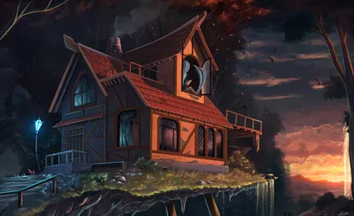 Vibrant Vibrant Wallpaper Nature Wallpaper 4K 2560x1560 A, Vibrant, Fantasy, Scene, Featuring, Whimsical, House, Perched, Cliff, Illuminated, Sunset, Sky, Brown, Ultrawide, QHD