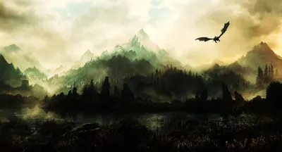 Majestic Dragon Soars Mystical Nature Wallpaper 4K 2000x1080 A, Majestic, Dragon, Soars, Over, Mystical, Landscape, Inspired, Elder, Scrolls, Skyrim, Featuring, White, Ultrawide, Full HD