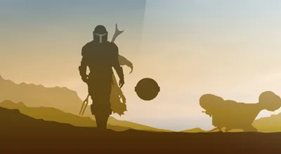 Silhouetted Mandalorian Floating Child Nature Wallpaper 4K 3840x2112 Silhouetted, Mandalorian, And, Floating, Child, Pod, At, Sunset, Quad, Desktop, Show, White, Ultrawide, 4k
