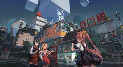 Anime City Three World Wallpaper 4K 1962x1080 Anime-style, City, Scene, Featuring, Three, Friends, In, A, Vibrant, Urban, Setting, Captured, Brown, Gray, Ultrawide, Full HD