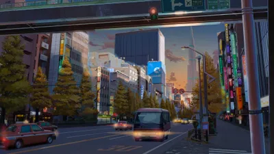 Vibrant Anime City Dusk Vehicles World Wallpaper 4K 3840x2160 A, Vibrant, Anime, City, Scene, At, Dusk, Featuring, Vehicles, Busy, Street, Rendered, Brown, Gray, Ultrawide, 4k