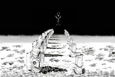Black White Chainsaw Black/Dark Wallpaper 4K 3600x2400 Black-and-white, Chainsaw, Man, 2k, Quad, Hd, Pc, Desktop, Rows, Severed, Heads, Stone, White, Landscape, QHD