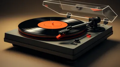 Calm Close Wallpaper Black/Dark Wallpaper 4K 2184x1224 A, Close-up, Of, Classic, Turntable, With, Black, Vinyl, Record, Featuring, Vibrant, Orange, Brown, Gray, Ultrawide, Full HD