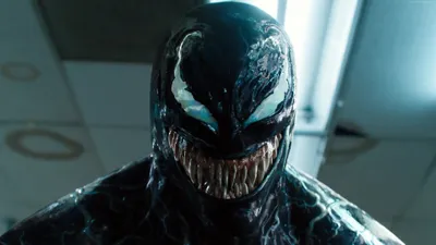 Close Venom Movie Black/Dark Wallpaper 4K 3840x2160 Close-up, Of, Venom, From, The, Movie, Featuring, His, Menacing, Grin, Glossy, Black, White, Gray, Ultrawide, 4k