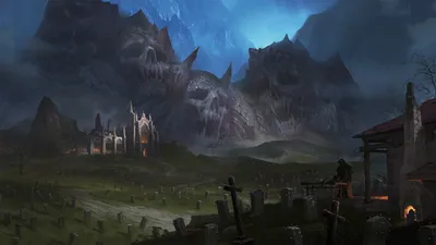 Dark Graveyard Landscape Nature Wallpaper 4K 1920x1080 Dark, Hd, Pc, Desktop, Wallpaper, Graveyard, Landscape, Beneath, Skull-shaped, Mountains, Cloaked, Grim, Pink, Green, Ultrawide, Full HD
