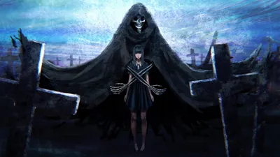 Moody Dark Wallpaper Fantasy Wallpaper 4K 2400x1350 Dark, Fantasy, Hd, Pc, Wallpaper, Hooded, Skeletal, Demon, Towering, Behind, Girl, Amid, White, Ultrawide, Full HD