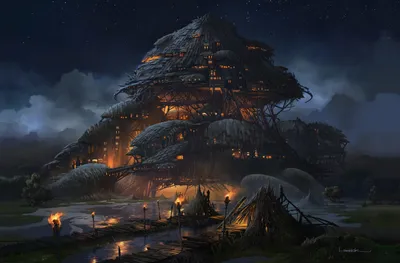 Dark Nighttime Wallpaper World Wallpaper 4K 1920x1262 Nighttime, Fantasy, Cityscape, With, An, Intricately, Designed, Glowing, Structure, Desktop, Brown, Ultrawide, Full HD
