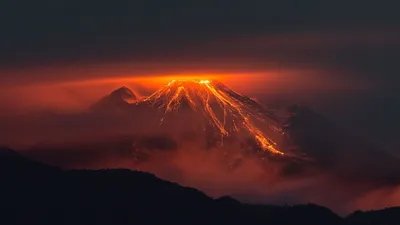 Glowing Volcano Erupting Night Black/Dark Wallpaper 4K 1920x1080 Hd, Pc, Desktop, Wallpaper, Showing, A, Glowing, Volcano, Erupting, Night, Lava, Flowing, Brown, Ultrawide, Full HD