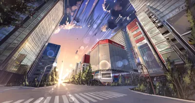 Vibrant Anime Wallpaper World Wallpaper 4K 2050x1080 Hd, Anime, Cityscape, Wallpaper, Featuring, Tall, Buildings, Under, Colorful, Sky, Capturing, Vibrant, Gray, Ultrawide, Full HD