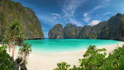 Bold Turquoise Wallpaper Nature Wallpaper 4K 3840x2160 Turquoise, Waters, Gently, Lap, The, White, Sandy, Beach, Phi, Island, Thailand, Surrounded, Ultrawide, 4k