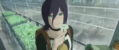 Anime Chainsaw Man Reze Smiling World Wallpaper 4K 3840x1600 Anime, Chainsaw, Man, Wallpaper, Reze, Smiling, In, The, Rain, Holding, Daisy, Rain-slick, Gray, Ultrawide, 4k