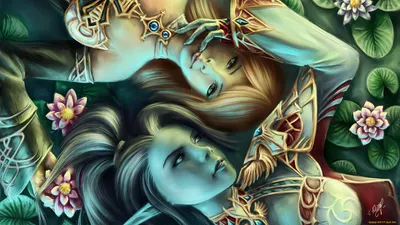 Golden Captivating Wallpaper Fantasy Wallpaper 4K 1920x1080 A, Captivating, Hd, Fantasy, Wallpaper, Featuring, Two, Enchanting, Women, Surrounded, Lush, Greenery, White, Gray, Ultrawide, Full HD