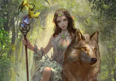 Fantasy Elf Green Eyes Fantasy Wallpaper 4K 1920x1337 A, Fantasy, Elf, With, Green, Eyes, And, Brown, Hair, Holding, Staff, Sits, Gray, Landscape, Full HD