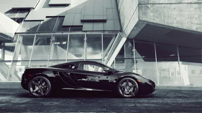 Vivid Sleek Wallpaper Cars Wallpaper 4K 1920x1080 Sleek, Black, Mclaren, Mp4-12c, Supercar, Parked, In, Front, Modern, Architectural, Building, Captured, Gray, Ultrawide, Full HD